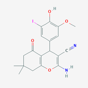 molecular formula C19H19IN2O4 B4082131 2-amino-4-(4-hydroxy-3-iodo-5-methoxyphenyl)-7,7-dimethyl-5-oxo-5,6,7,8-tetrahydro-4H-chromene-3-carbonitrile 