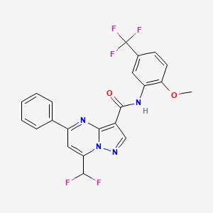 molecular formula C22H15F5N4O2 B4082147 7-(difluoromethyl)-N-[2-methoxy-5-(trifluoromethyl)phenyl]-5-phenylpyrazolo[1,5-a]pyrimidine-3-carboxamide 