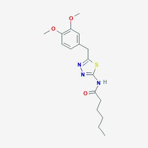 molecular formula C17H23N3O3S B408215 N-[5-(3,4-dimethoxybenzyl)-1,3,4-thiadiazol-2-yl]hexanamide 