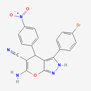 molecular formula C19H12BrN5O3 B4082164 6-amino-3-(4-bromophenyl)-4-(4-nitrophenyl)-1,4-dihydropyrano[2,3-c]pyrazole-5-carbonitrile 