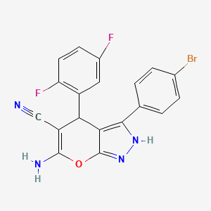 molecular formula C19H11BrF2N4O B4082170 6-amino-3-(4-bromophenyl)-4-(2,5-difluorophenyl)-1,4-dihydropyrano[2,3-c]pyrazole-5-carbonitrile 