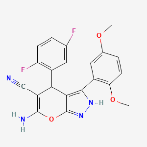 molecular formula C21H16F2N4O3 B4082177 6-amino-4-(2,5-difluorophenyl)-3-(2,5-dimethoxyphenyl)-1,4-dihydropyrano[2,3-c]pyrazole-5-carbonitrile 