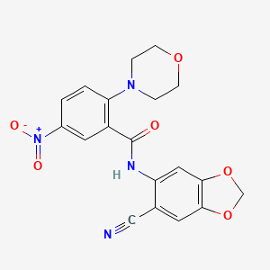 N-(6-cyano-1,3-benzodioxol-5-yl)-2-(4-morpholinyl)-5-nitrobenzamide