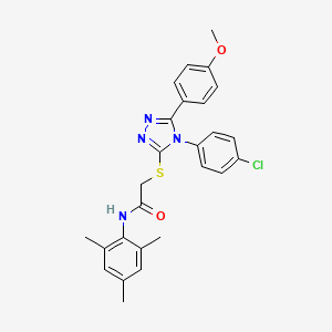 molecular formula C26H25ClN4O2S B4082244 2-{[4-(4-chlorophenyl)-5-(4-methoxyphenyl)-4H-1,2,4-triazol-3-yl]thio}-N-mesitylacetamide 
