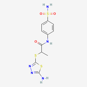 molecular formula C11H13N5O3S3 B4082250 N-[4-(aminosulfonyl)phenyl]-2-[(5-amino-1,3,4-thiadiazol-2-yl)thio]propanamide 