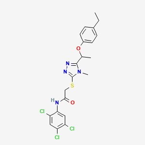 molecular formula C21H21Cl3N4O2S B4082254 2-({5-[1-(4-ethylphenoxy)ethyl]-4-methyl-4H-1,2,4-triazol-3-yl}thio)-N-(2,4,5-trichlorophenyl)acetamide 