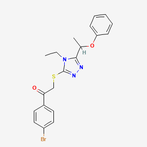 molecular formula C20H20BrN3O2S B4082269 1-(4-bromophenyl)-2-{[4-ethyl-5-(1-phenoxyethyl)-4H-1,2,4-triazol-3-yl]thio}ethanone 
