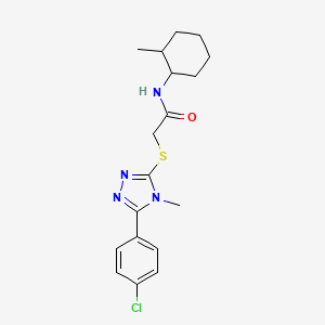 molecular formula C18H23ClN4OS B4082276 2-{[5-(4-chlorophenyl)-4-methyl-4H-1,2,4-triazol-3-yl]thio}-N-(2-methylcyclohexyl)acetamide 