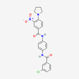 molecular formula C24H21ClN4O4 B4082312 N-{4-[(3-chlorobenzoyl)amino]phenyl}-3-nitro-4-(1-pyrrolidinyl)benzamide 
