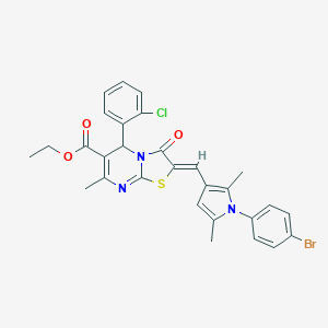 ethyl 2-{[1-(4-bromophenyl)-2,5-dimethyl-1H-pyrrol-3-yl]methylene}-5-(2-chlorophenyl)-7-methyl-3-oxo-2,3-dihydro-5H-[1,3]thiazolo[3,2-a]pyrimidine-6-carboxylate