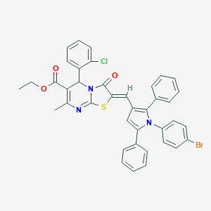 ethyl 2-{[1-(4-bromophenyl)-2,5-diphenyl-1H-pyrrol-3-yl]methylene}-5-(2-chlorophenyl)-7-methyl-3-oxo-2,3-dihydro-5H-[1,3]thiazolo[3,2-a]pyrimidine-6-carboxylate