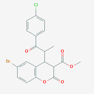 methyl 6-bromo-4-[2-(4-chlorophenyl)-1-methyl-2-oxoethyl]-2-oxo-3-chromanecarboxylate