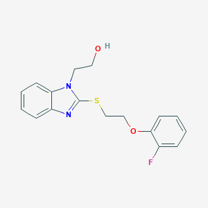 molecular formula C17H17FN2O2S B408236 2-{2-[2-(2-Fluorophenoxy)ethylthio]benzimidazolyl}ethan-1-ol 