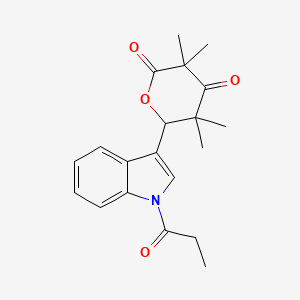 molecular formula C20H23NO4 B4082394 3,3,5,5-tetramethyl-6-(1-propionyl-1H-indol-3-yl)dihydro-2H-pyran-2,4(3H)-dione 