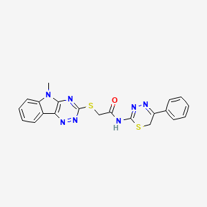 molecular formula C21H17N7OS2 B4082404 2-[(5-methyl-5H-[1,2,4]triazino[5,6-b]indol-3-yl)thio]-N-(5-phenyl-6H-1,3,4-thiadiazin-2-yl)acetamide 