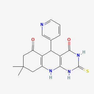 2-mercapto-8,8-dimethyl-5-(3-pyridinyl)-5,8,9,10-tetrahydropyrimido[4,5-b]quinoline-4,6(3H,7H)-dione