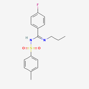 molecular formula C17H19FN2O2S B4082456 4-fluoro-N'-[(4-methylphenyl)sulfonyl]-N-propylbenzenecarboximidamide 