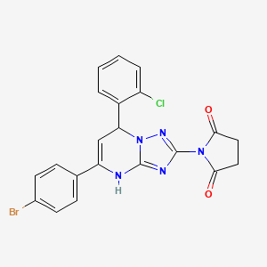 molecular formula C21H15BrClN5O2 B4082459 1-[5-(4-bromophenyl)-7-(2-chlorophenyl)-4,7-dihydro[1,2,4]triazolo[1,5-a]pyrimidin-2-yl]-2,5-pyrrolidinedione 
