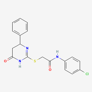 molecular formula C18H16ClN3O2S B4082546 N-(4-chlorophenyl)-2-[(6-oxo-4-phenyl-1,4,5,6-tetrahydro-2-pyrimidinyl)thio]acetamide 