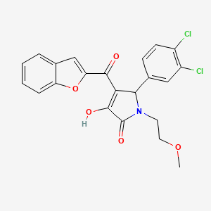 molecular formula C22H17Cl2NO5 B4082550 4-(1-benzofuran-2-ylcarbonyl)-5-(3,4-dichlorophenyl)-3-hydroxy-1-(2-methoxyethyl)-1,5-dihydro-2H-pyrrol-2-one 