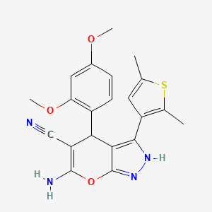 6-amino-4-(2,4-dimethoxyphenyl)-3-(2,5-dimethyl-3-thienyl)-1,4-dihydropyrano[2,3-c]pyrazole-5-carbonitrile