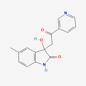 molecular formula C16H14N2O3 B4082574 3-hydroxy-5-methyl-3-[2-oxo-2-(3-pyridinyl)ethyl]-1,3-dihydro-2H-indol-2-one 