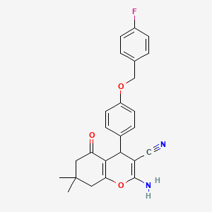 molecular formula C25H23FN2O3 B4082576 2-amino-4-{4-[(4-fluorobenzyl)oxy]phenyl}-7,7-dimethyl-5-oxo-5,6,7,8-tetrahydro-4H-chromene-3-carbonitrile 