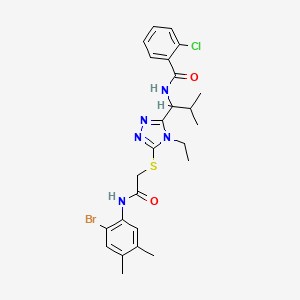molecular formula C25H29BrClN5O2S B4082598 N-{1-[5-({2-[(2-bromo-4,5-dimethylphenyl)amino]-2-oxoethyl}thio)-4-ethyl-4H-1,2,4-triazol-3-yl]-2-methylpropyl}-2-chlorobenzamide 