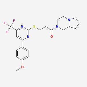 molecular formula C22H25F3N4O2S B4082602 2-(3-{[4-(4-methoxyphenyl)-6-(trifluoromethyl)-2-pyrimidinyl]thio}propanoyl)octahydropyrrolo[1,2-a]pyrazine 