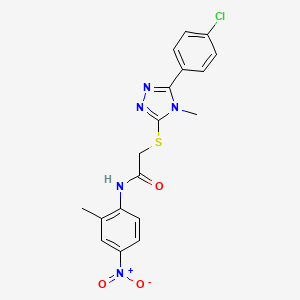 molecular formula C18H16ClN5O3S B4082637 2-{[5-(4-chlorophenyl)-4-methyl-4H-1,2,4-triazol-3-yl]thio}-N-(2-methyl-4-nitrophenyl)acetamide 