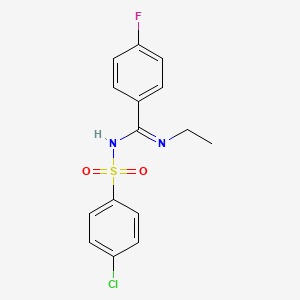 molecular formula C15H14ClFN2O2S B4082649 N'-[(4-chlorophenyl)sulfonyl]-N-ethyl-4-fluorobenzenecarboximidamide 