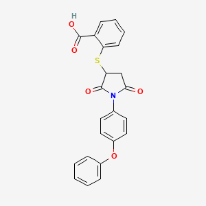 molecular formula C23H17NO5S B4082714 2-{[2,5-dioxo-1-(4-phenoxyphenyl)-3-pyrrolidinyl]thio}benzoic acid 