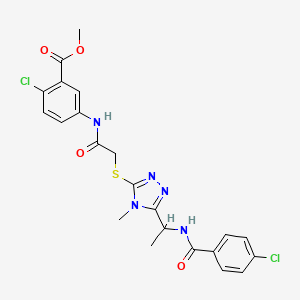 molecular formula C22H21Cl2N5O4S B4082724 methyl 2-chloro-5-({[(5-{1-[(4-chlorobenzoyl)amino]ethyl}-4-methyl-4H-1,2,4-triazol-3-yl)thio]acetyl}amino)benzoate 