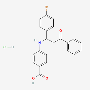 molecular formula C22H19BrClNO3 B4082754 4-{[1-(4-bromophenyl)-3-oxo-3-phenylpropyl]amino}benzoic acid hydrochloride 