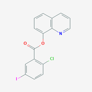 molecular formula C16H9ClINO2 B408276 2-Chloro-5-iodo-benzoic acid quinolin-8-yl ester 