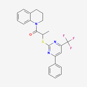 molecular formula C23H20F3N3OS B4082764 1-(2-{[4-phenyl-6-(trifluoromethyl)-2-pyrimidinyl]thio}propanoyl)-1,2,3,4-tetrahydroquinoline 