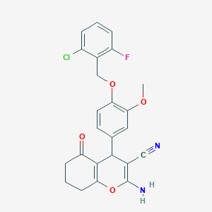 molecular formula C24H20ClFN2O4 B4082769 2-amino-4-{4-[(2-chloro-6-fluorobenzyl)oxy]-3-methoxyphenyl}-5-oxo-5,6,7,8-tetrahydro-4H-chromene-3-carbonitrile 