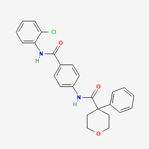 molecular formula C25H23ClN2O3 B4082780 N-(4-{[(2-chlorophenyl)amino]carbonyl}phenyl)-4-phenyltetrahydro-2H-pyran-4-carboxamide 
