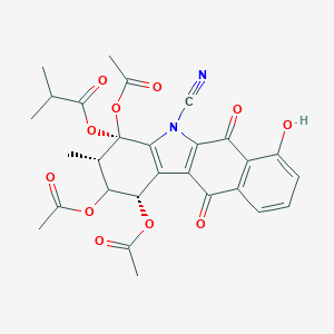 molecular formula C28H26N2O11 B040828 [(1S,3S,4S)-1,2,4-triacetyloxy-5-cyano-7-hydroxy-3-methyl-6,11-dioxo-2,3-dihydro-1H-benzo[h]carbazol-4-yl] 2-methylpropanoate CAS No. 120901-48-6