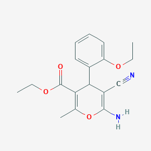 molecular formula C18H20N2O4 B408281 ethyl 6-amino-5-cyano-4-(2-ethoxyphenyl)-2-methyl-4H-pyran-3-carboxylate 