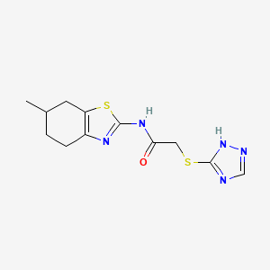 molecular formula C12H15N5OS2 B4082826 N-(6-methyl-4,5,6,7-tetrahydro-1,3-benzothiazol-2-yl)-2-(4H-1,2,4-triazol-3-ylthio)acetamide 