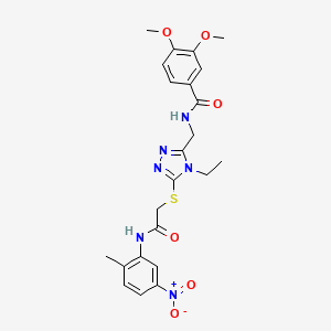 molecular formula C23H26N6O6S B4082827 N-{[4-ethyl-5-({2-[(2-methyl-5-nitrophenyl)amino]-2-oxoethyl}thio)-4H-1,2,4-triazol-3-yl]methyl}-3,4-dimethoxybenzamide 