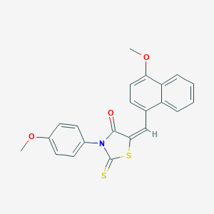 molecular formula C22H17NO3S2 B408283 5-[(4-Methoxy-1-naphthyl)methylene]-3-(4-methoxyphenyl)-2-thioxo-1,3-thiazolidin-4-one 