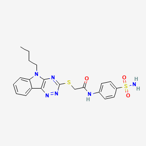 molecular formula C21H22N6O3S2 B4082834 N-[4-(aminosulfonyl)phenyl]-2-[(5-butyl-5H-[1,2,4]triazino[5,6-b]indol-3-yl)thio]acetamide 