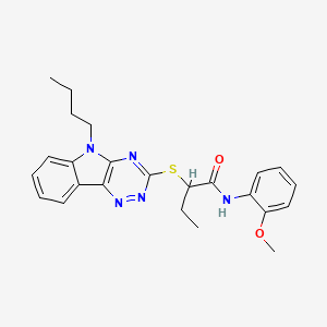 molecular formula C24H27N5O2S B4082843 2-[(5-butyl-5H-[1,2,4]triazino[5,6-b]indol-3-yl)thio]-N-(2-methoxyphenyl)butanamide 