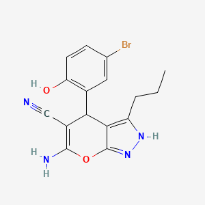 molecular formula C16H15BrN4O2 B4082850 6-amino-4-(5-bromo-2-hydroxyphenyl)-3-propyl-1,4-dihydropyrano[2,3-c]pyrazole-5-carbonitrile 