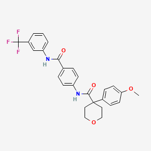 molecular formula C27H25F3N2O4 B4082860 4-(4-methoxyphenyl)-N-[4-({[3-(trifluoromethyl)phenyl]amino}carbonyl)phenyl]tetrahydro-2H-pyran-4-carboxamide 