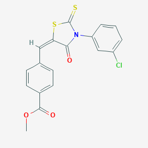 molecular formula C18H12ClNO3S2 B408287 4-[3-(3-Chloro-phenyl)-4-oxo-2-thioxo-thiazolidin-5-ylidenemethyl]-benzoic acid 