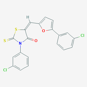 molecular formula C20H11Cl2NO2S2 B408288 3-(3-Chlorophenyl)-5-{[5-(3-chlorophenyl)-2-furyl]methylene}-2-thioxo-1,3-thiazolidin-4-one 