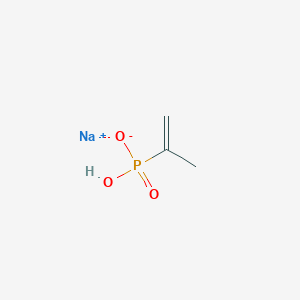 molecular formula C3H6NaO3P B040829 Phosphonic acid, (1-methylethenyl)-, homopolymer, sodium salt CAS No. 118632-18-1